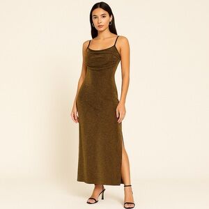 Y2K Vintage 90s Slip Dress S M 4 6 Gold Shimmer Prom Formal RAG Whimsigoth Y2K